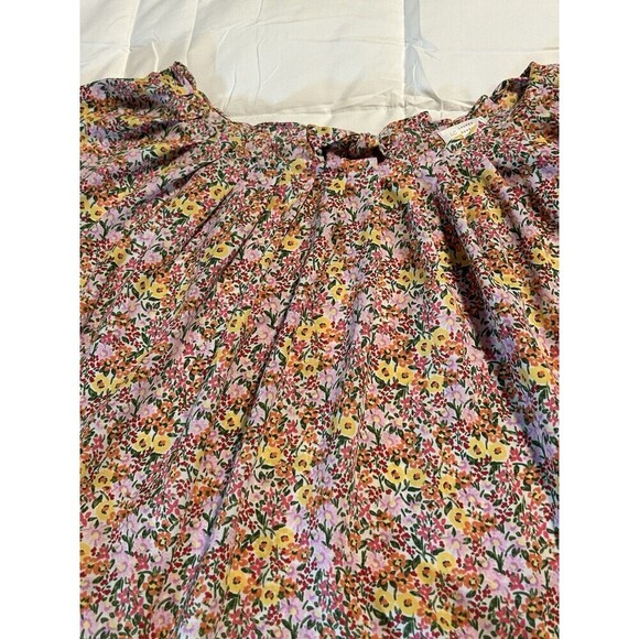 LC Lauren Conrad Blouse Top Multicolor Floral Print BOHO Peasant Keyhole Ties 1X - Picture 7 of 9